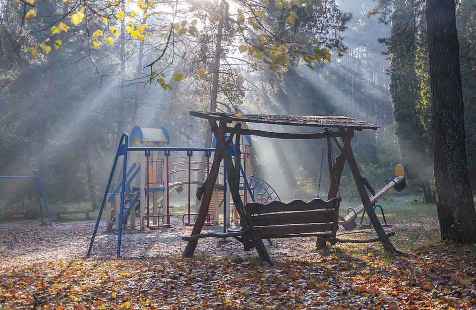 Fotoğraf: Children's playground in the sanatorium park in Shklo